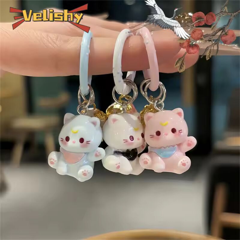 Lovely Cat Keychain Sweet Ins Style Keyring Korean Cute Bag Pendant Backpack Hanging Decoration Bags Key Accessories