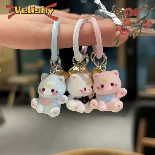 Lovely Cat Keychain Sweet Ins Style Keyring Korean Cute Bag Pendant Backpack Hanging Decoration Bags Key Accessories